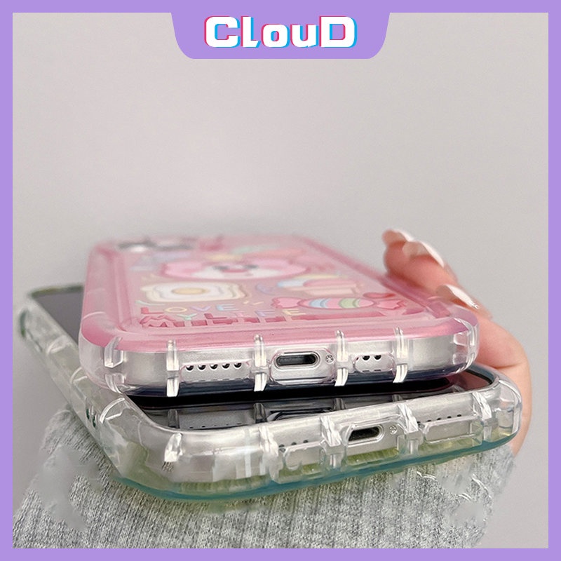 IPHONE Casing Beruang Strawberry Lucu Kompatibel Untuk Iphone11 14 13 12 Pro MAX XR 7plus 7 8 6 6S Plus X XS MAX Kartun Kirby Manyo Cherry Stars Shockproof Airbag Lembut Tpu Cover