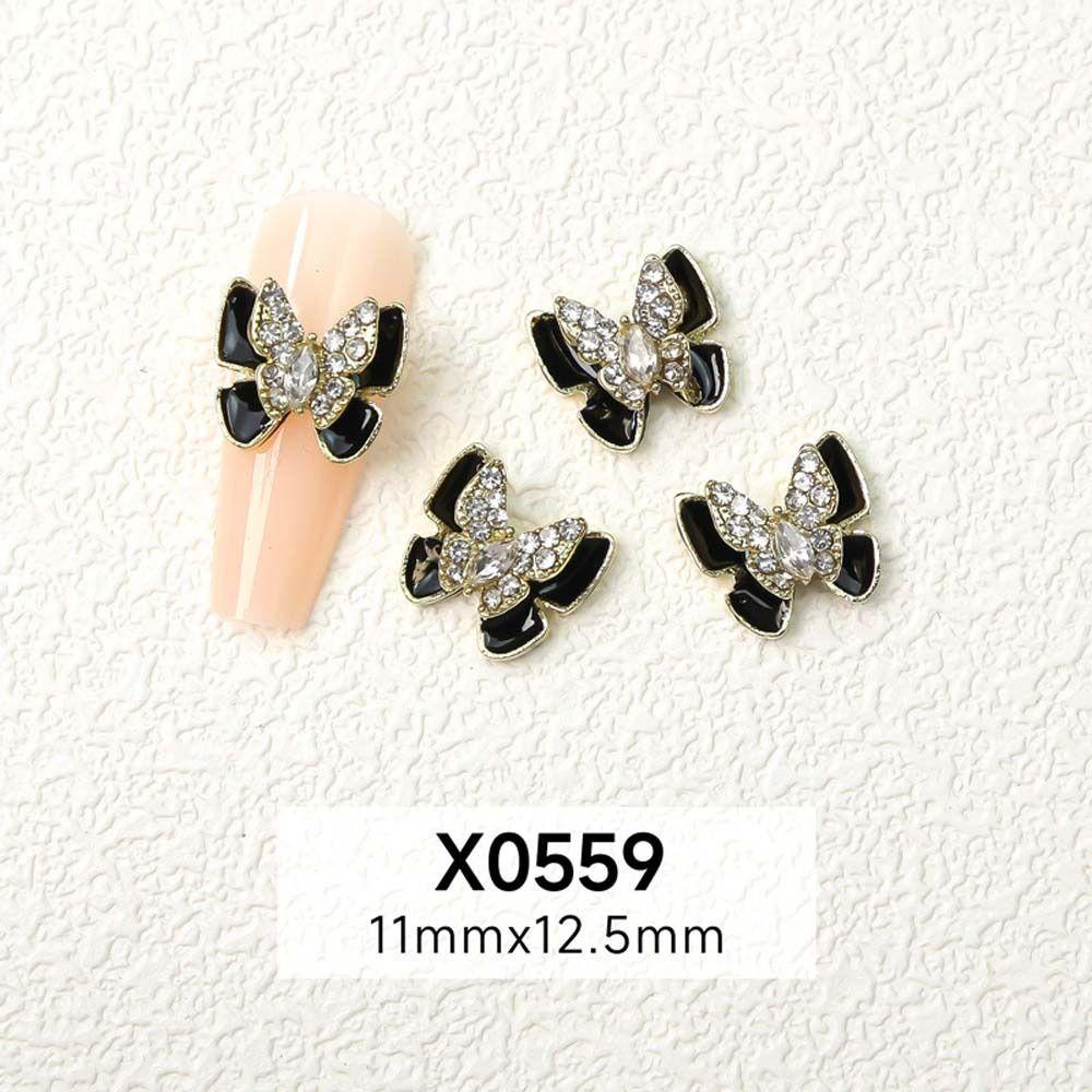 AUGUSTINA Agustina Kupu-Kupu Dekorasi Kuku Wanita Ikatan Simpul Manikur Aksesoris Kuku Jepang Nail Art 3D Nail Drills