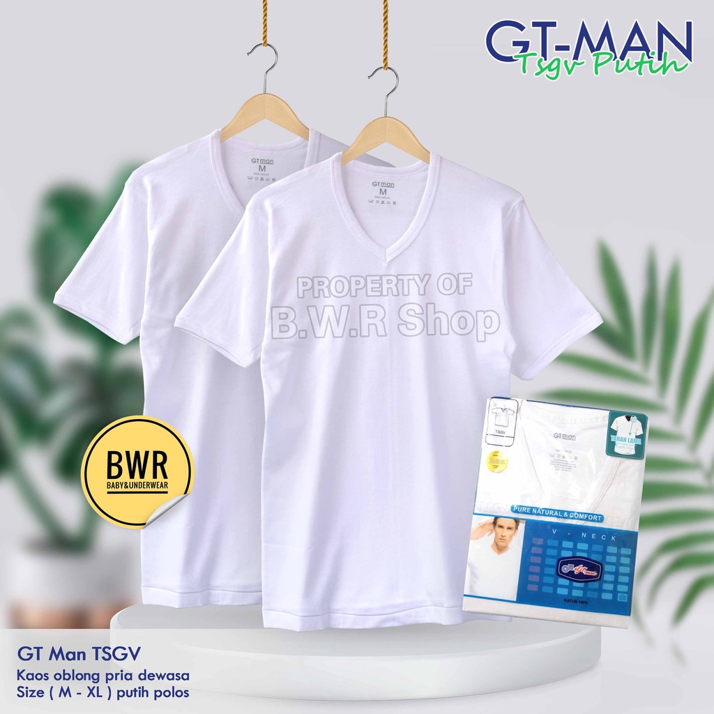 Oblong GT Man TSGV PUTIH V Neck / Kaos Dalam Pria Oblong Pure Natural &amp; Comfort | Bwr