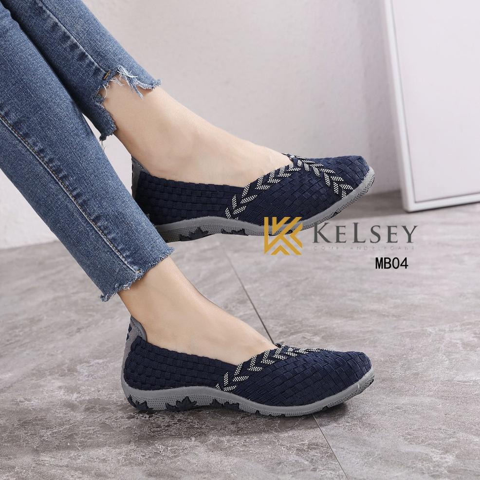 Siap Kirim Kelsey Sepatu Rajut Wanita MB04 Sepatu Rajut Flat Wanita Flats Shoes Rajut anyaman
