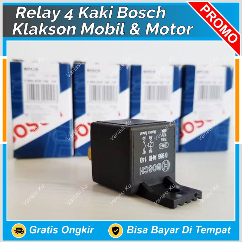 Jual RELAY KLAKSON LAMPU 4 KAKI 30/40A BOSCH (RELAI RELE RILAI) SEKRING