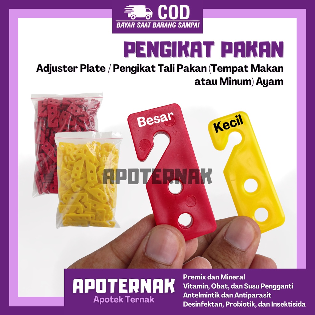 Pengikat Tali wadah Pakan Ayam Besar dan Kecil | Pengikat Tempat Makan Minum Ayam | Cord Adjuster Clip Adjuster