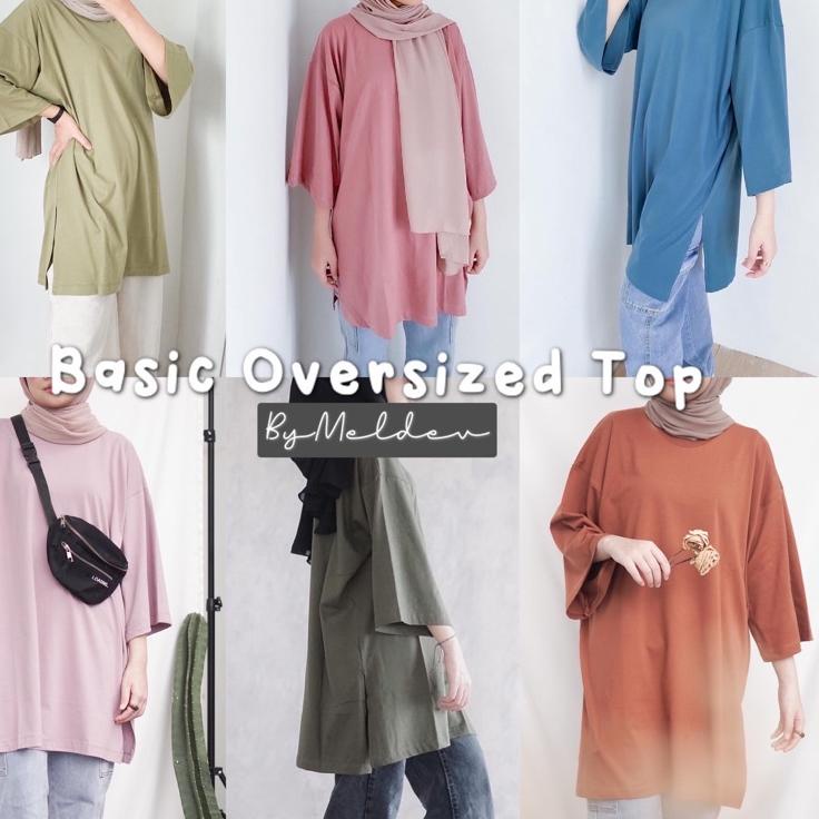 ✱ Basic Oversized Top Kaos Polos Busui NonBusui Hijab Friendly ❃
