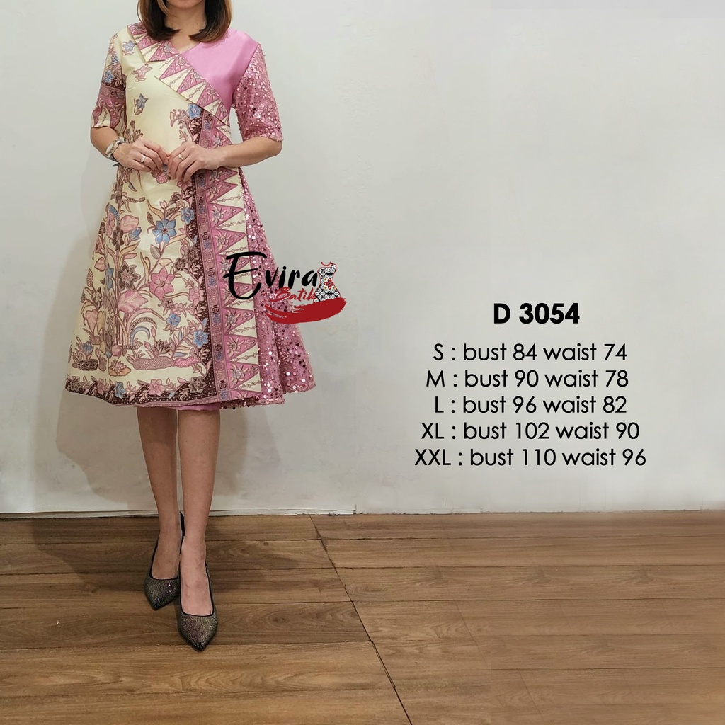 Dress Batik Wanita Modern / Fashion Batik / Dress Batik Kondangan / Wisuda / Baju Batik Couple Kode 