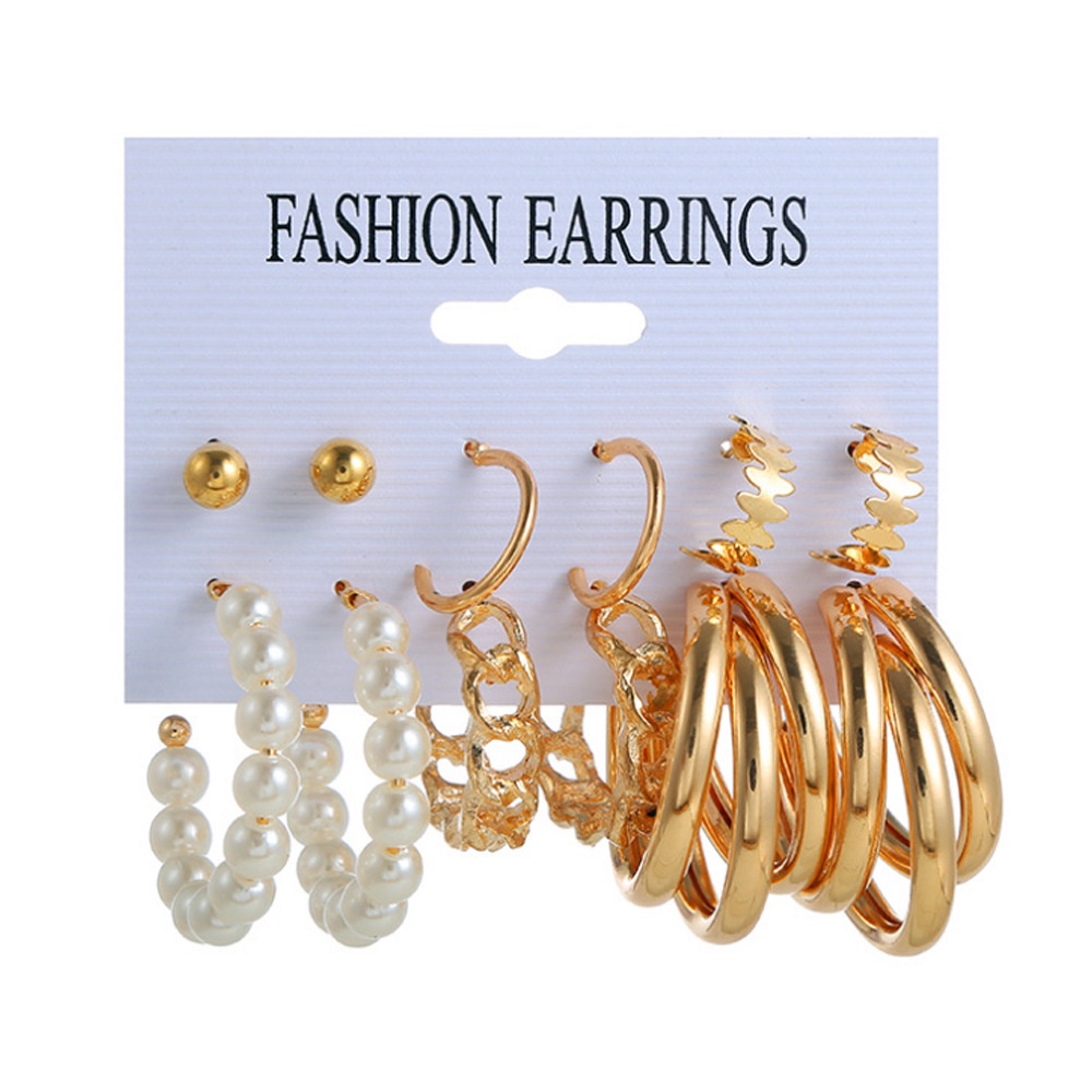 Anting Mutiara | 6 Pasang Anting | Anting Rumbai | Aksesoris Wanita | Sendok Garpu Bahan Stainless steel