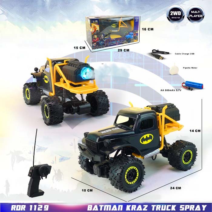 RDR1129 Batman RC Asap Spray Smoke Rock Crawler Offroad Buggy 4WD 4X4 Mainan Anak Mobil Remote Contr