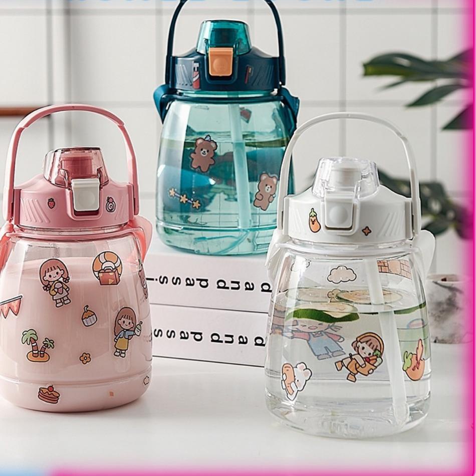 Garansi Harga Botol Minum 1.3 Liter/1 Liter Motivasi Anak Sekolah Korea VIRAL/Botol Transparan 1,3 L