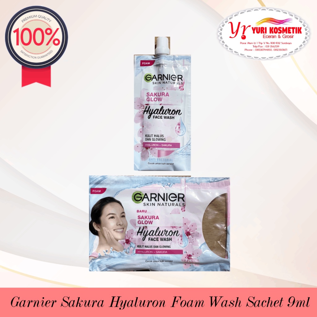 ☘️Yuri Kosmetik☘️ Garnier Sakura Hyaluron Face Wash Sachet 9ml / Sabun Muka