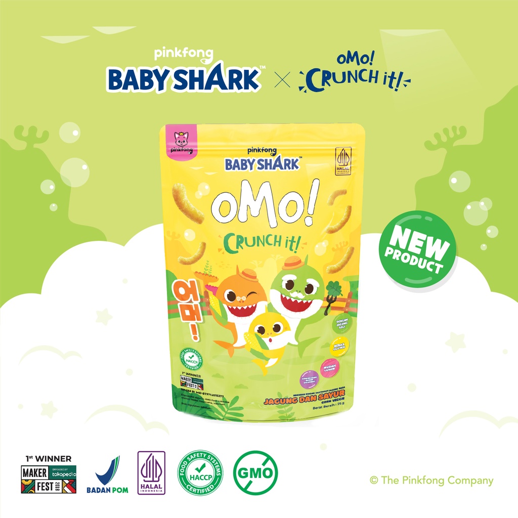 Omo Crunch It Baby Shark 25g - Pinkfong Series - Snack Sehat Bayi - Cemilan Anak - Omo! Healthy Snack