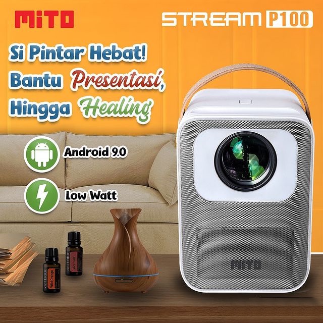 MITO Smart Projector Stream P100 Android 9.0 Wifi Bluetooth Proyektor