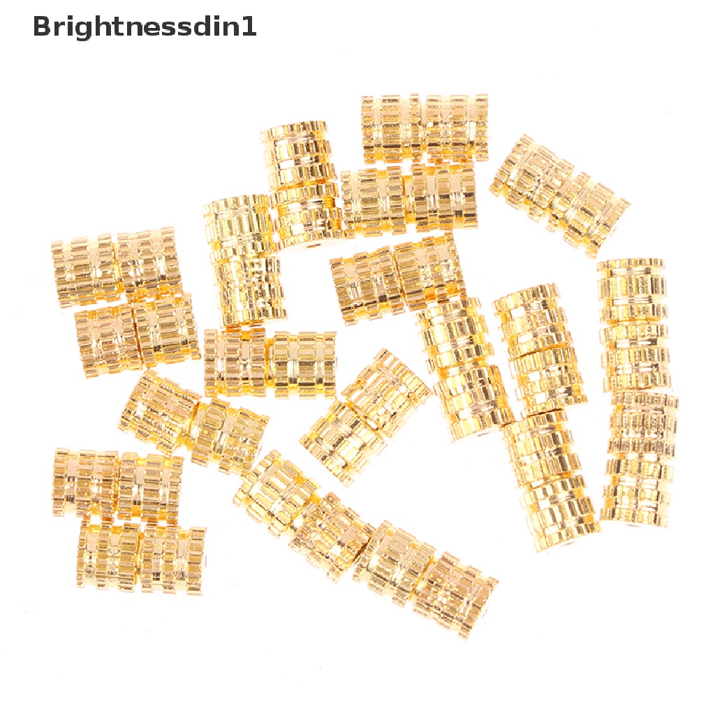 [Brightnessdin1] 20pcs Cylinder Fastener Buckle Closed Manik-Manik End Clasp Sekrup Jepit Butik