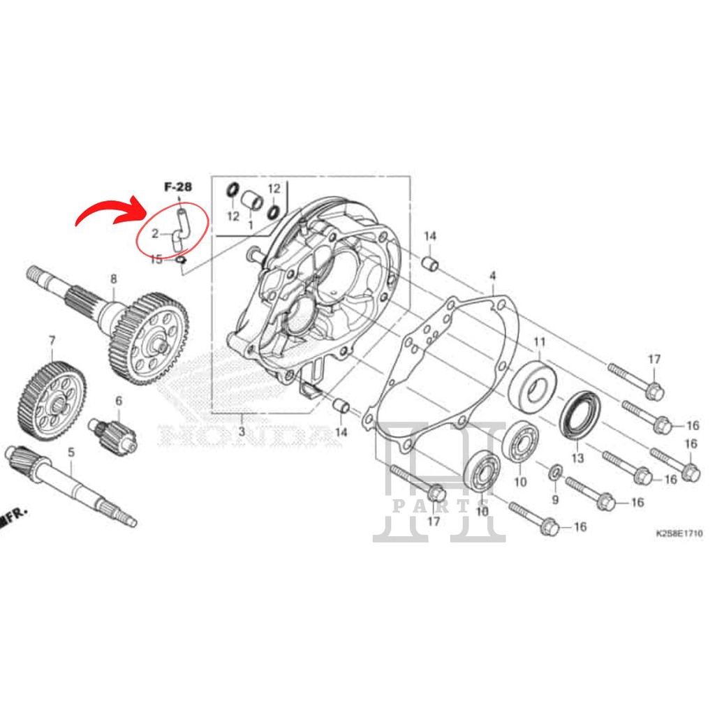 KARET SELANG HAWA PERNAPASAN GARDAN CVT GEAR BOX TUBE MISSION BREATHER ADV PCX VARIO 160 11211-K1N-V00 ASLI ORIGINAL AHM HGP HONDA