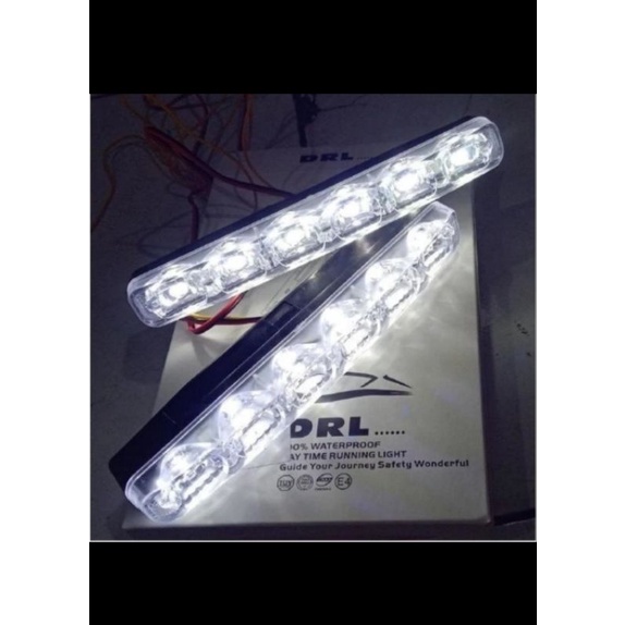 Lampu led drl bemper grill mobil 6 titik pitih
