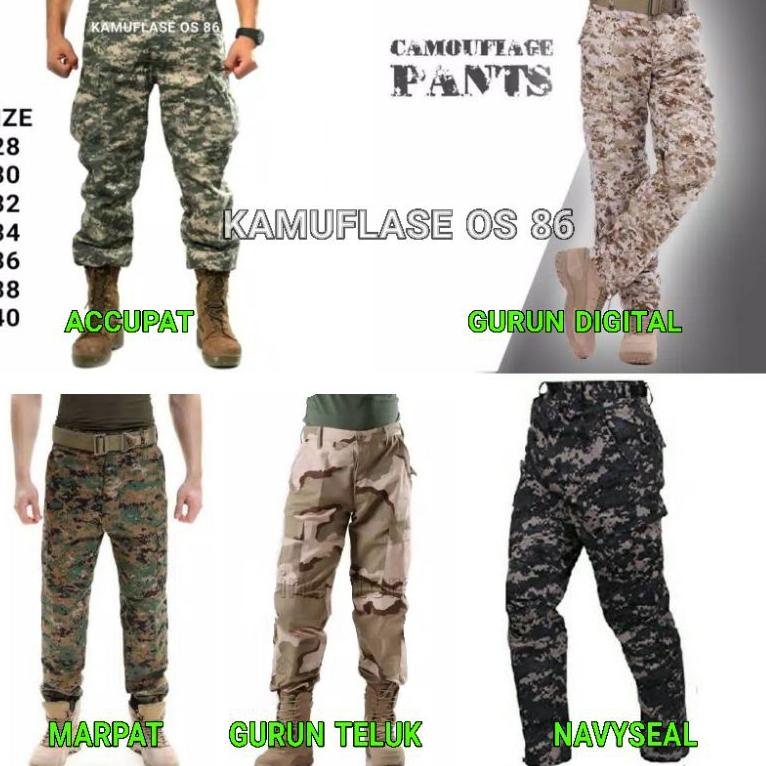 New Stock CELANA PANJANG ARMY CARGO PDL LORENG GURUN MAAT ACCUPAT NAVY SEAL GURUN PASIR TELUK