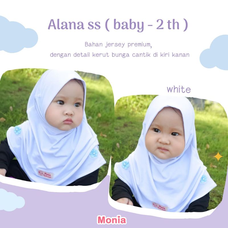 Alana Hijab by Monia Hijab Kids White size SS | Hijab Bayi