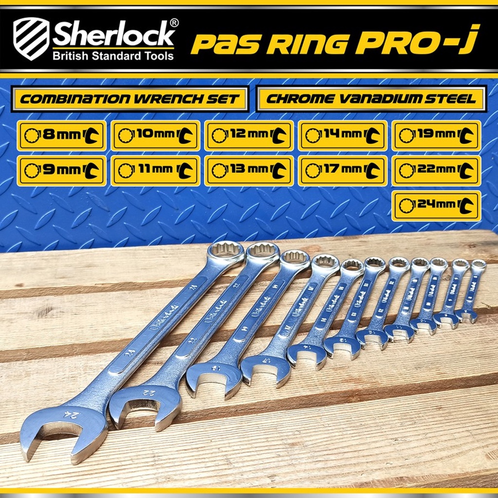Kunci Ring Pas Original Sherlock 11 pcs per set (size: 8 - 24 mm ) Pro-J series