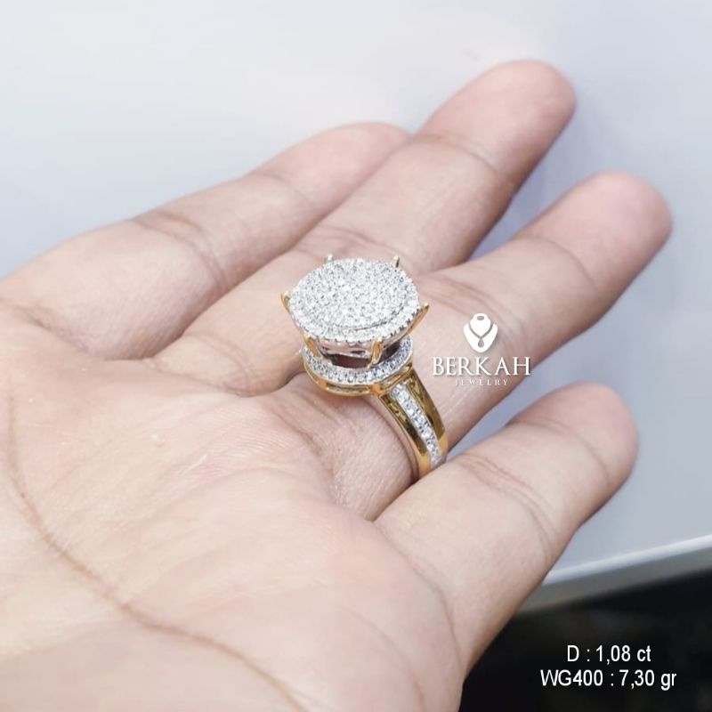 Cincin Fashion Emas Berlian Eropa Motif Mahkota Berlian Asli Bersertifikat