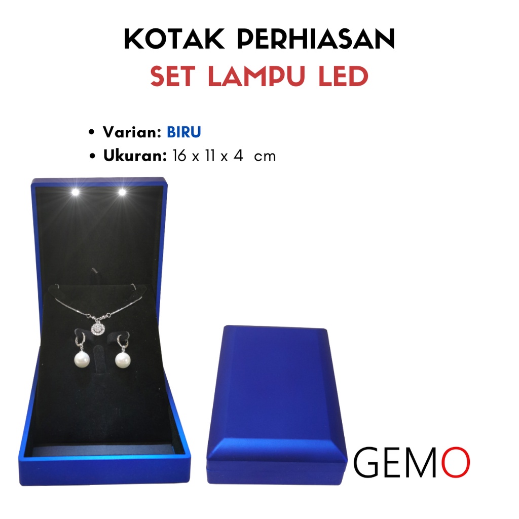 Kotak Perhiasan Berlampu Set Besar / Cincin / Liontin / Anting / Kalung Koye / Jewelry Box Tempat Perhiasan Lampu LED Murah Cocok Untuk Gift / Hadiah, Lamaran, Mahar Pernikahan, Hantaran Tunangan, Seserahan Pernikahan