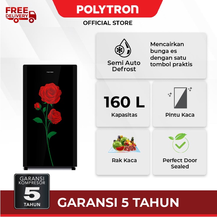 POLYTRON Kulkas 1 Pintu Belleza  Varia 160 liter PRA 16CRX