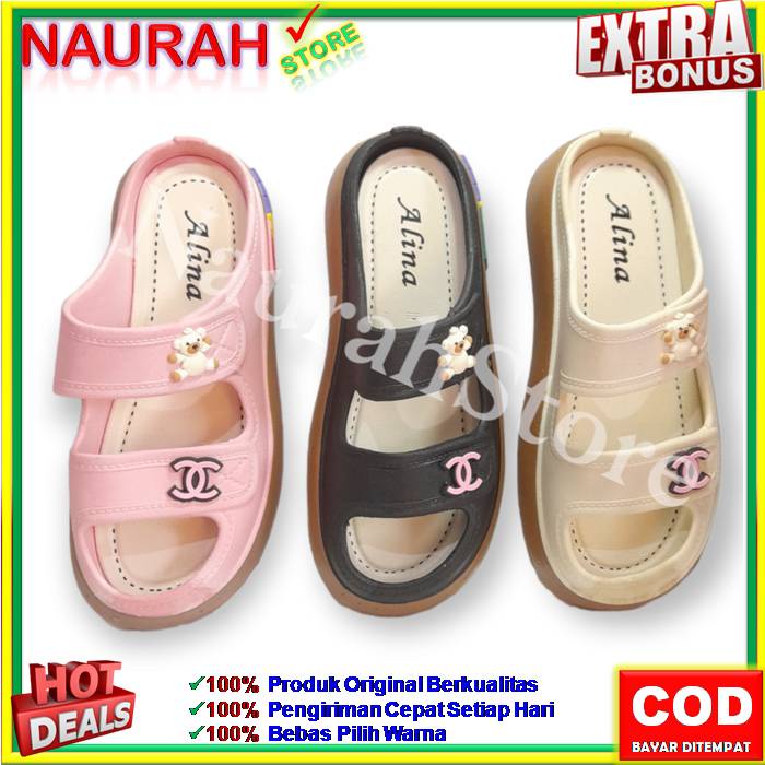 SANDAL SLOP WANITA ALINA 029 B1 SENDAL VIRAL BAIM 100% ORIGINAL KUALITAS IMPORT JELLY PVC RUBBER ANTI SLIP NYAMAN EMPUK LUCU TERBARU TERMURAH