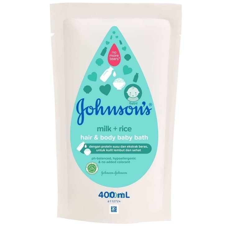 JOHNSONS MILK + RICE HAIR &amp; BODY BABY BATH REFILL 400 ML @MJ