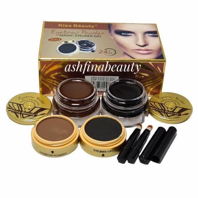Eyebrow-Powder- Eyeliner Gel Kiss Beauty 4In1 -Powder-Eyebrow