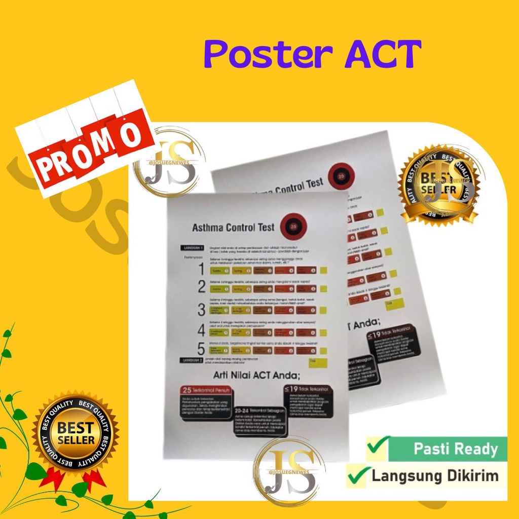 ✞TERMURAH✞ Poster Asthma Control Test, Poster Kontrol Tes Asma, LAMINASI GLOSSY || Poster Asthma Con
