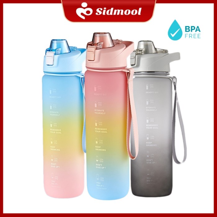 Terlaris Botol Minum Motivasi 1 Liter Tutup Flip Botol Minum Pastel 1 Liter