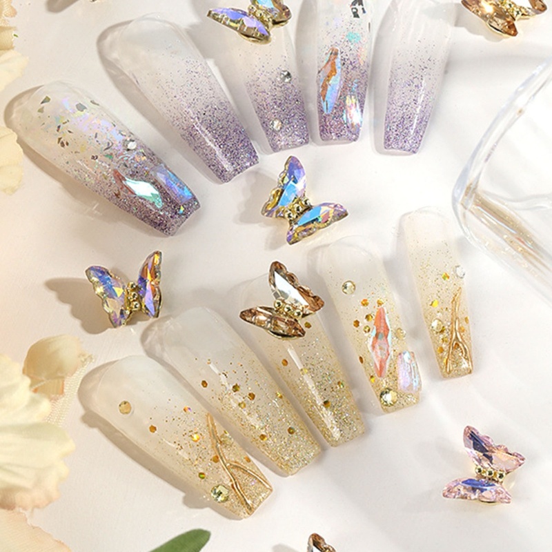 Siy 3D Pesona Kuku Logam Kaca Kuku Kristal Kuku Rhinestones Nail Art Aksesoris