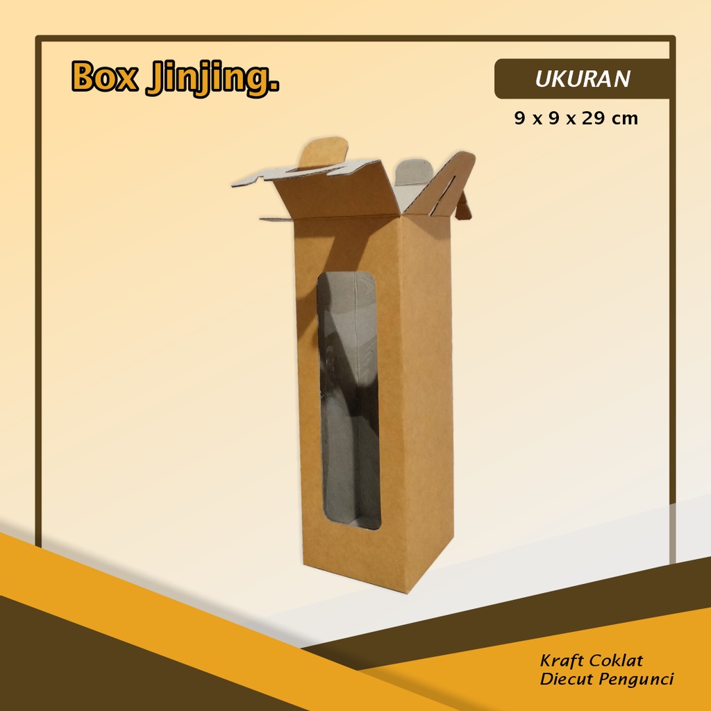 BOX / KARDUS JINJING Botol 1 Liter - Ukuran 9 x 9 x 29 Cm