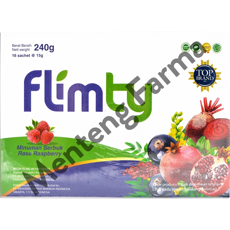 Flimty Fiber Raspberry 16 Sachet - Suplemen Pelangsing Diet Detox