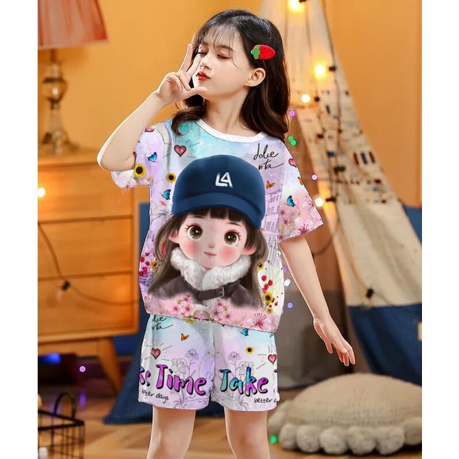 RILLO - Setelan baju playful colour anak print / setelan anak unisex 1-7 tahun