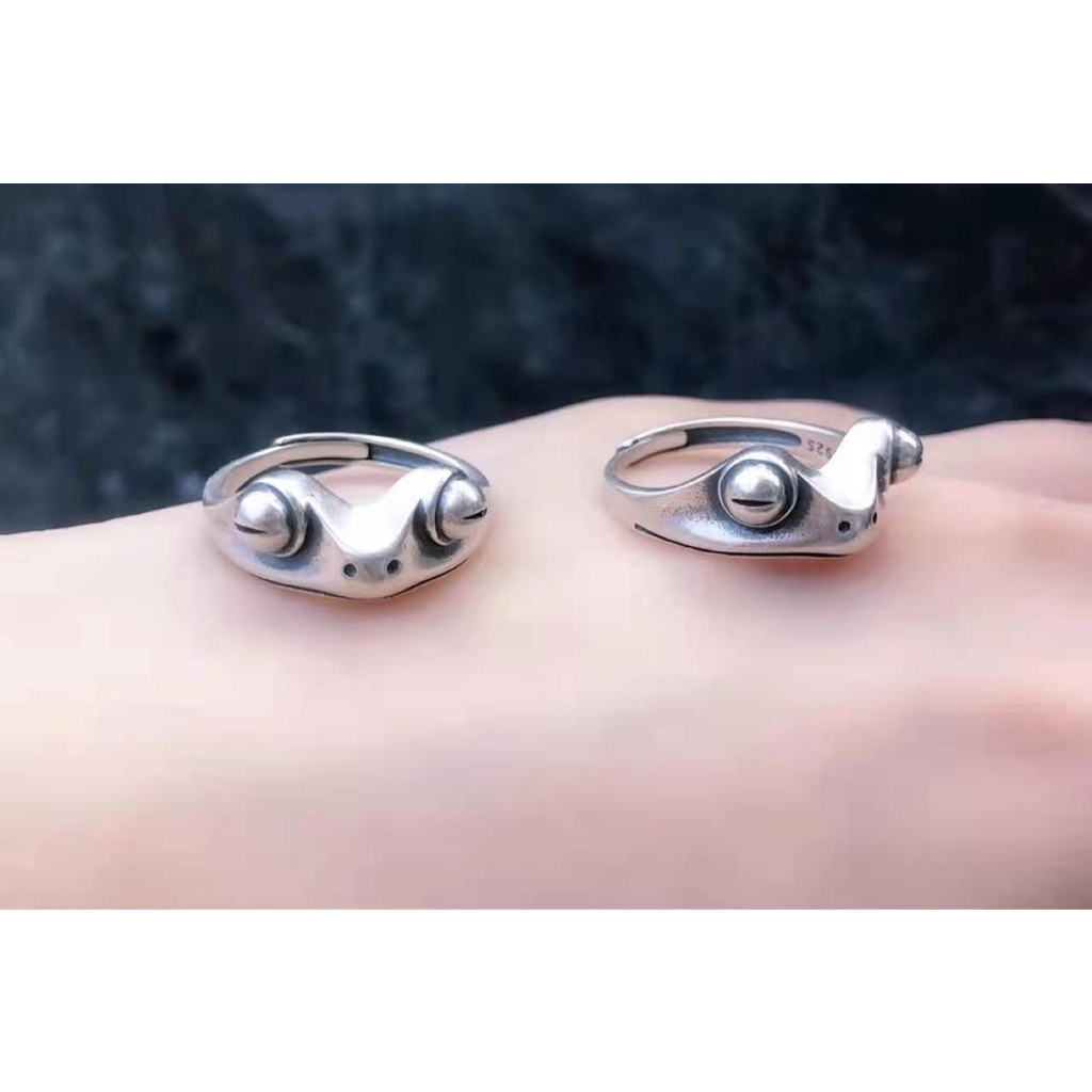 Cincin Desain Mata Kodok Tertutup | Cincin Bentuk Hewan | Aksesoris Pria Dan Wanita | Cincin Pasangan | Sendok Garpu Bahan Stainless Steel