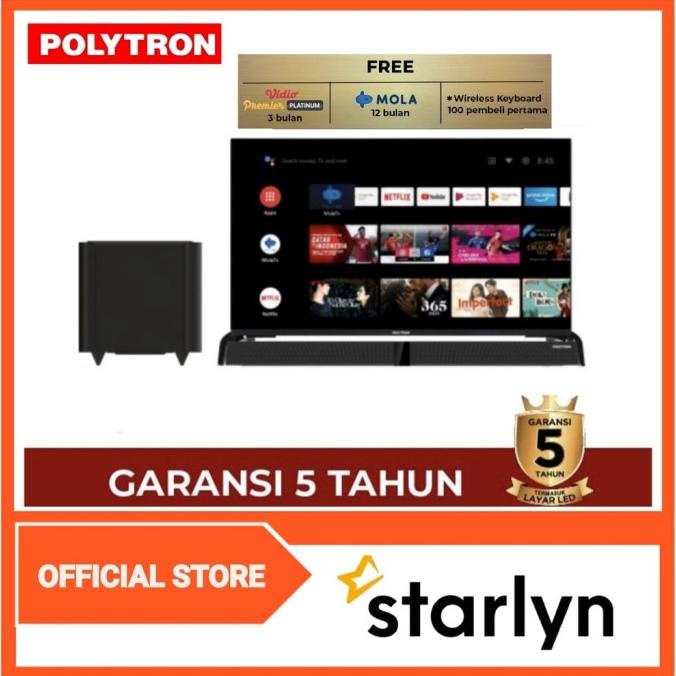 Polytron Smart Android Digital Tv 32Inch Pld 32Bag9953 + Sound Bar