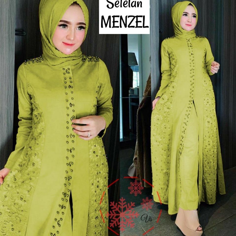 ☝ 4 UKURAN M L XL XXL / ONE SET MENZEL / SETELAN SET MENZEL 2IN1 / SET TUNIK LONG BUSUI + CELANA PAN