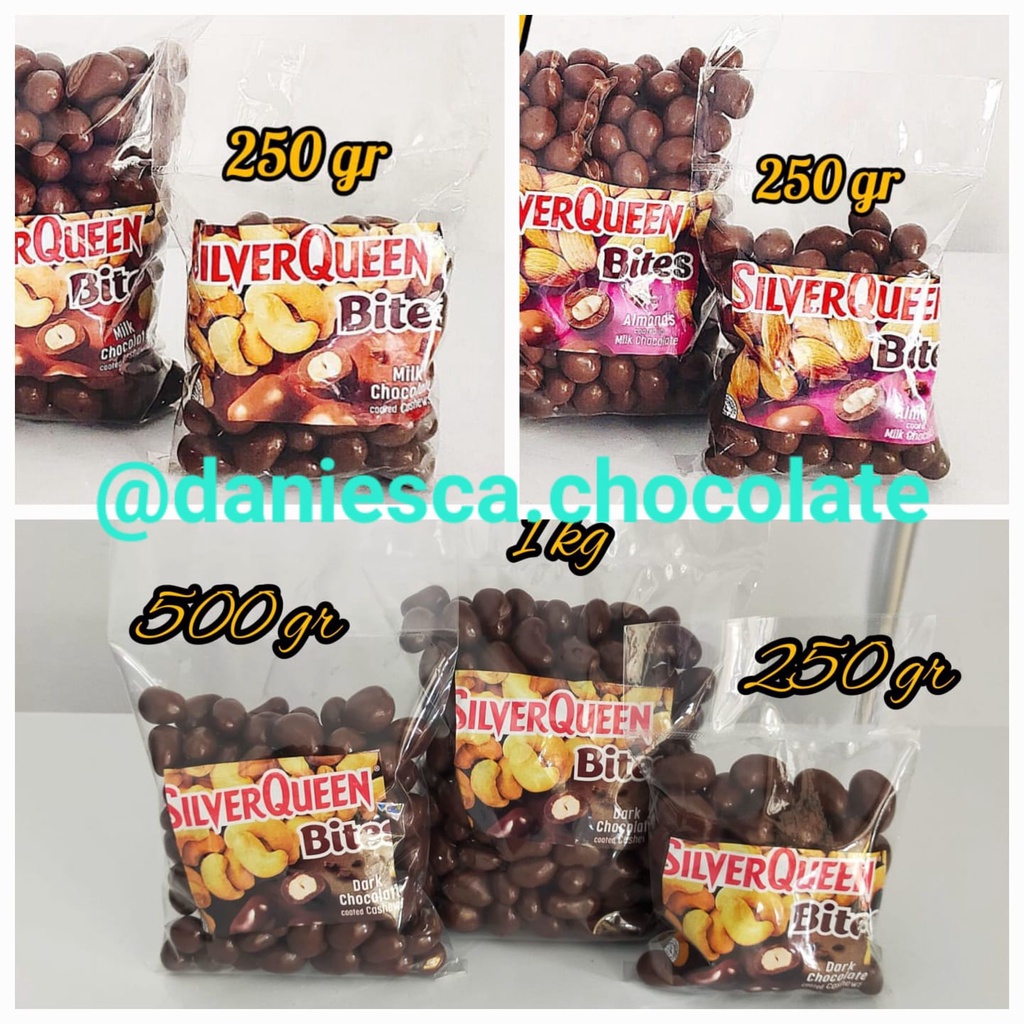 

.250GR coklat SILVERQUEEN BITES best seller Almond / Mede cashew / Dark Mede Cashew (scp)