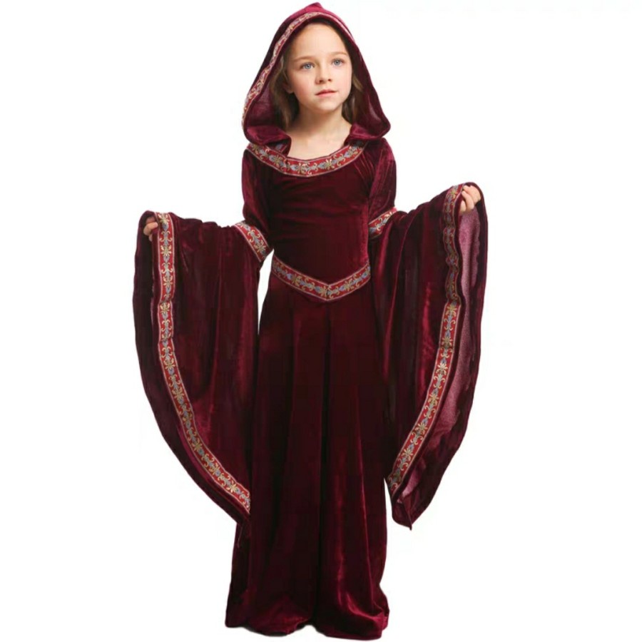 Victorian Girl Europe Mid Century Costume Hooded Halloween Kostum Anak