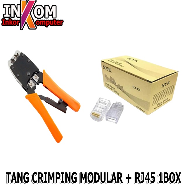 TANG CRIMPING PLUS KONEKTOR RJ45 CAT5 ISI 100PCS - RJ45+MODULAR