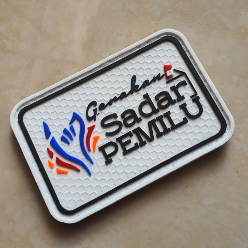 patch rubber logo gerakan sadar pemilu / pemilihan umum / tempelan emblem karet velcro