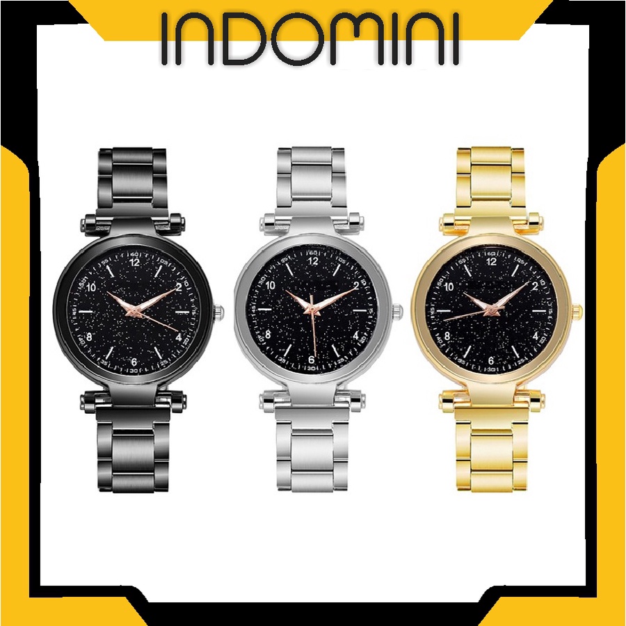 INDOMINI Jam Tangan Wanita Analog Fashion Dengan Strap Stainless Steel Quartz Dial Bulat Import JT055