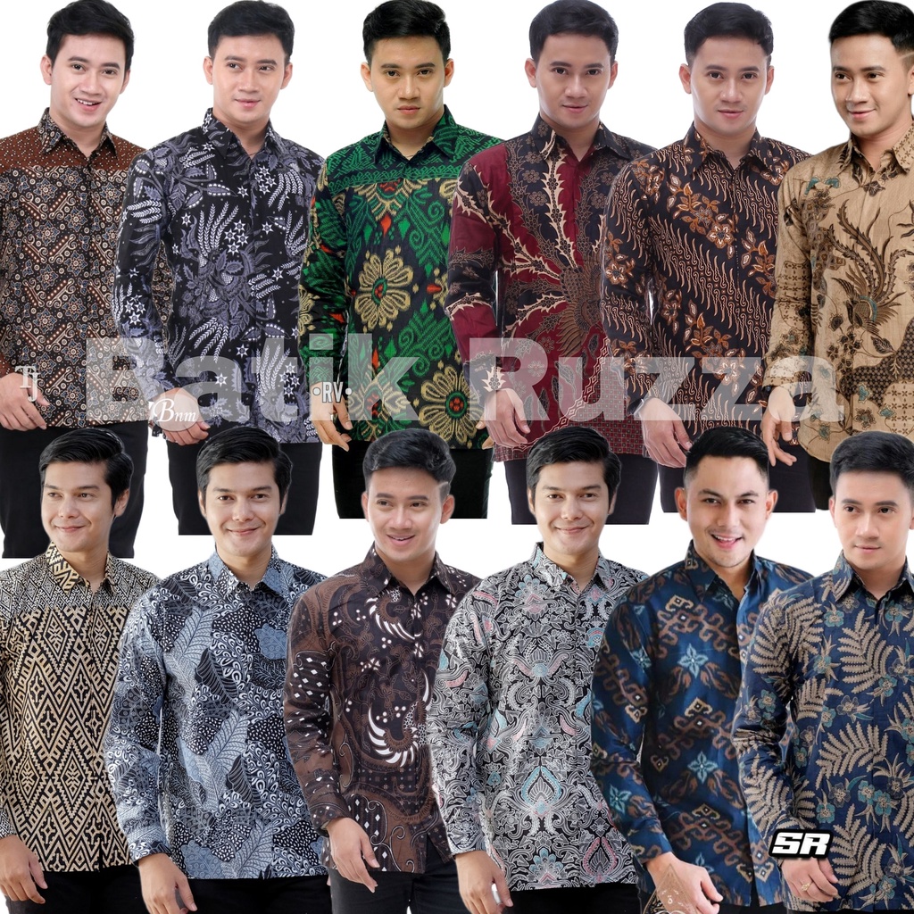 RUZZA Batik Pria Lengan Panjang Kemeja Motif Sogan Murai Size M L XL