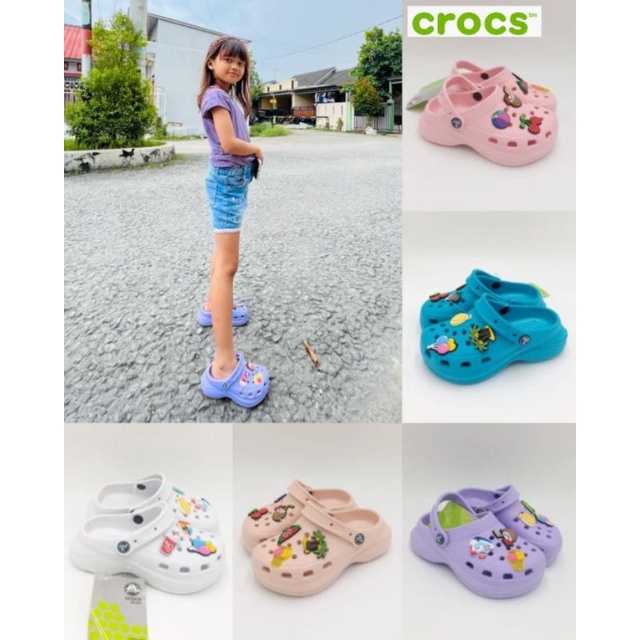 Crocs Classic Bae Anak lengkap Jibbitz / Sandal Anak Crocs Bae Anak Jibbitz Balon