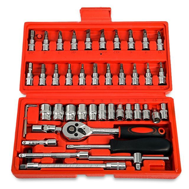Alat Perkakas Tools Kit Kunci Sok Kunci Pas Set 46 Pcs