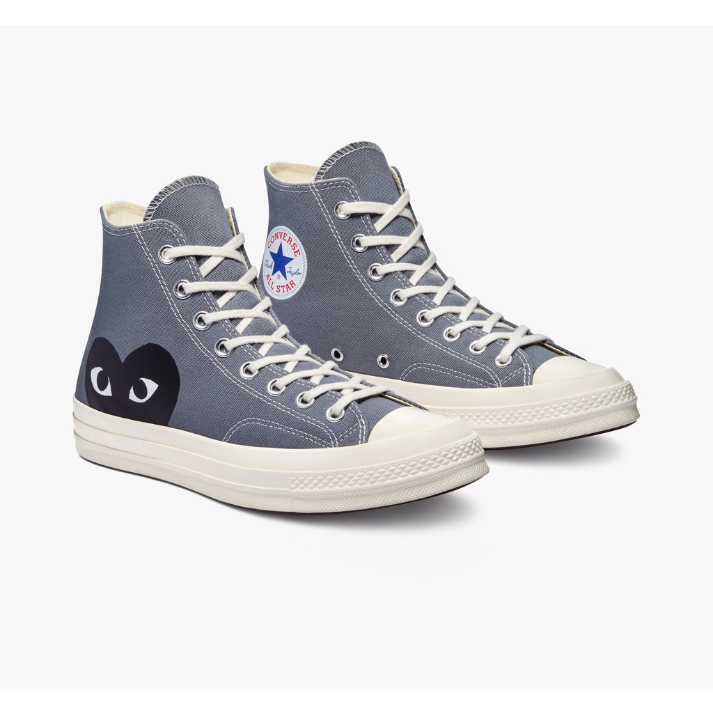 Converse 70S CTAS HI x CDG PLAY Gray 100% Original Sneakers (Free Paper Bag)