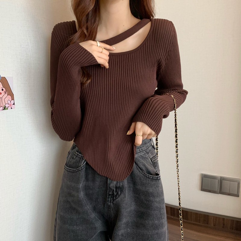 Sweater Inner Rjaut Wrap Top Baju Rajut Lengan Panjang Blouse Import Wanita