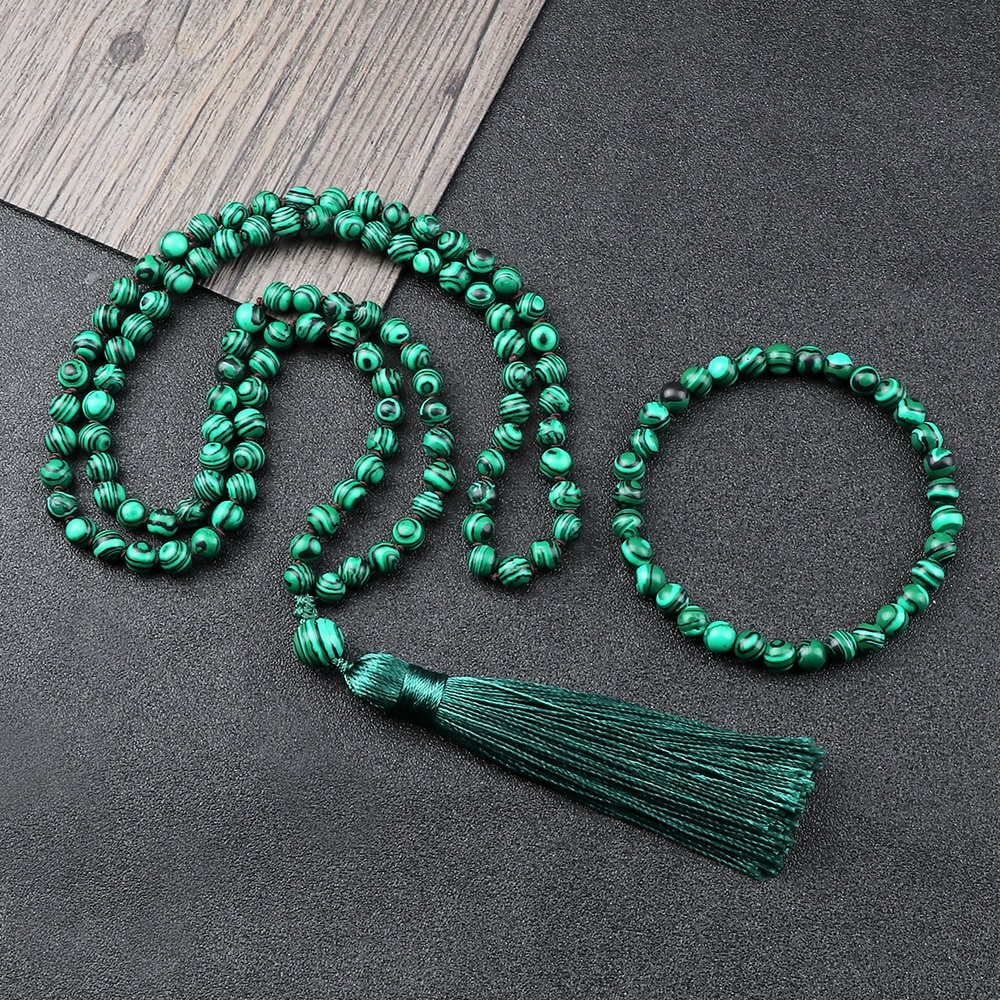 Tasbih Japamala Green Malachite 108 Mala 6mm