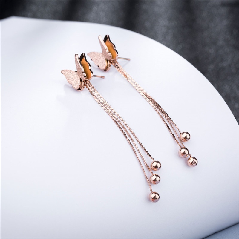 Anting Wanita Dewasa Titanium / Anting Titanium Wanita Model Kupu Kupu Rose Gold