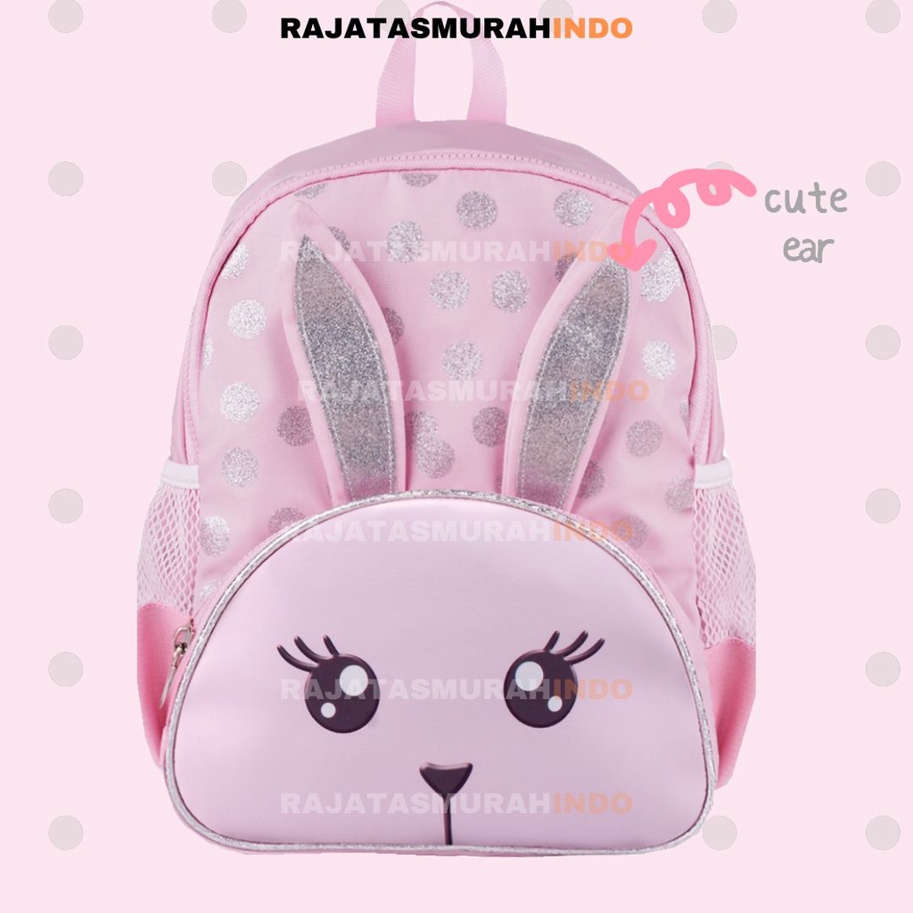 RTM - LEBIH HEMAT RANSEL + LUNCH BAG PINK BUNNY EAR SPARKLE - RAnsel Anak + Lunch bag - Ransel Sekolah Anak Tas Anak