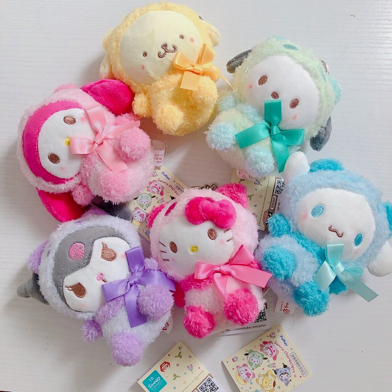 Sanrio Kawali Kuromi Hello Kitty My Melody Cinnamoroll Bantal Plush Liontin Mainan Boneka Boneka Lembut