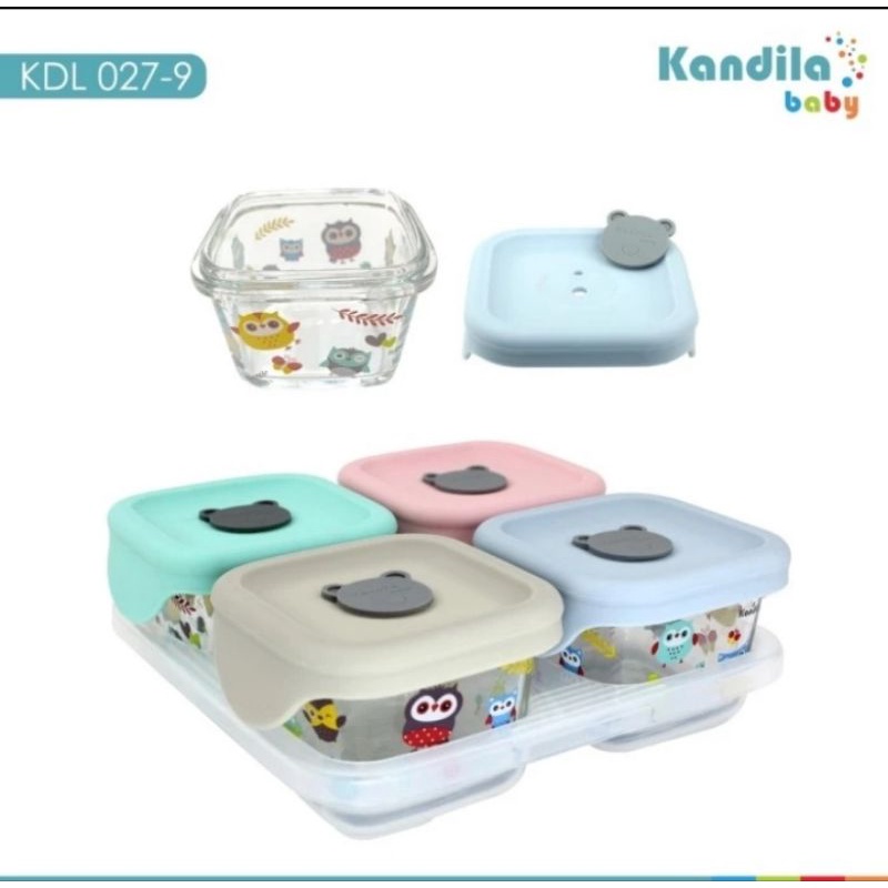 Kandila Baby Kdl 027-9 PRINTED Glass Food Container 180ml With Base&amp;Silicone C